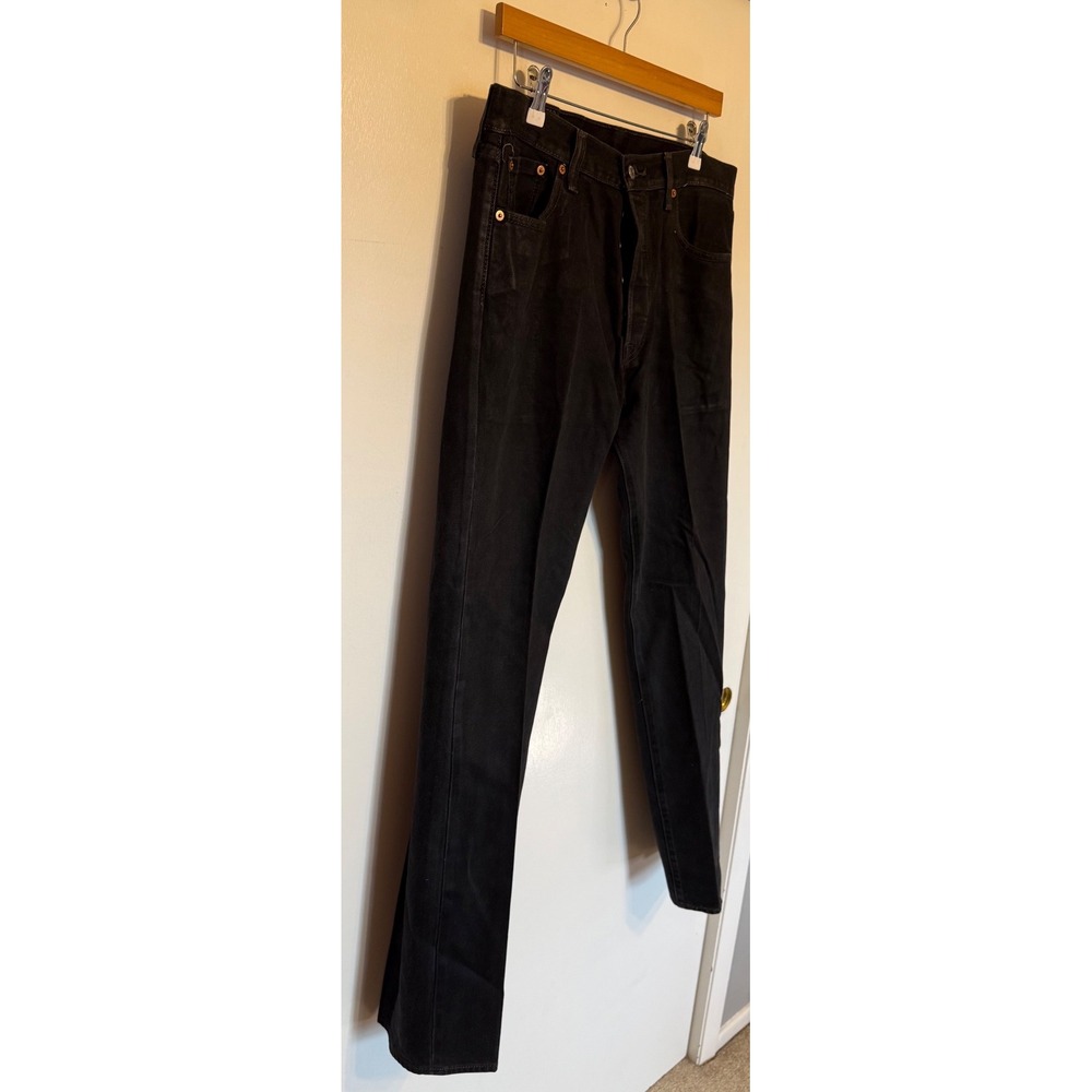 Levis 501 Original Fit Jeans Mens 35x34 Black Straight Leg Button Fly Denim - Picture 3 of 12